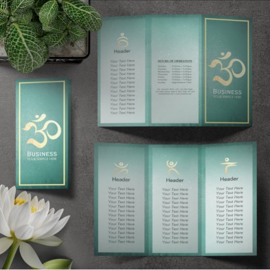 Yoga Studio Meditation Instructor OM Sign Tri Fold