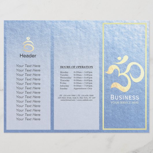 Yoga Studio Meditation Instructor OM Sign Tri Fold (Voorkant)
