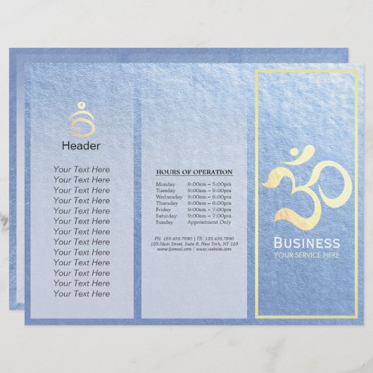 Yoga Studio Meditation Instructor OM Sign Tri Fold (Voorkant / Achterkant)
