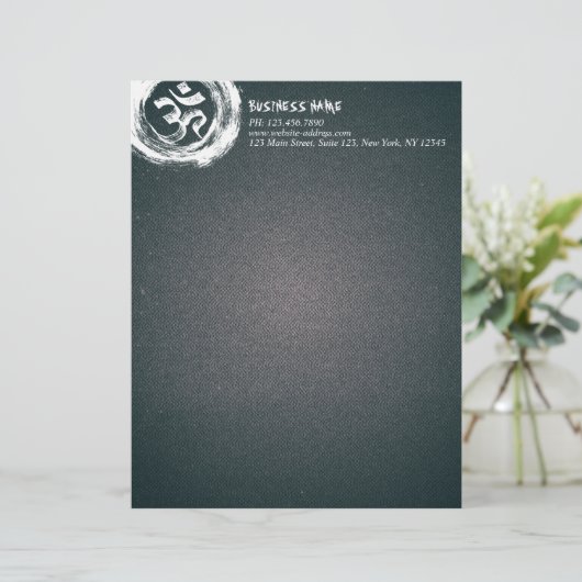 YOGA Studio Meditation Instructor OM & ZEN Symbole Briefhoofd (Staand voorkant)