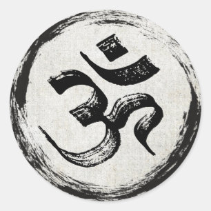 YOGA Studio Meditation Instructor OM & ZEN Symbole Ronde Sticker