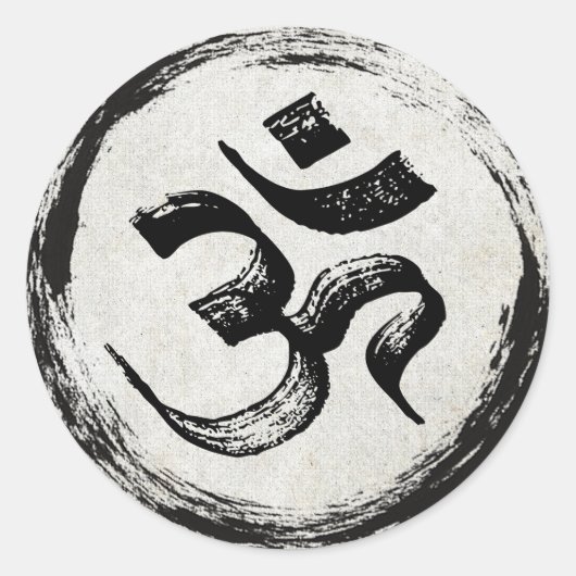 YOGA Studio Meditation Instructor OM & ZEN Symbole Ronde Sticker (Voorkant)