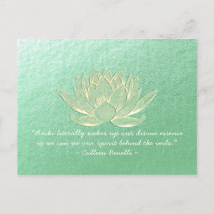 YOGA Studio Meditation Instructor Quote Gold Lotus Briefkaart