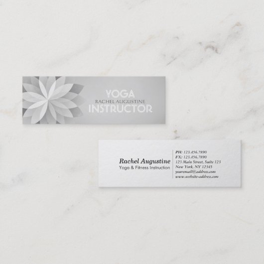 YOGA Studio Meditation Instructor Silver Mandala Mini Visitekaartje (Voorkant / Achterkant)