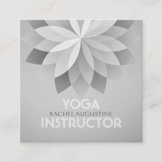 YOGA Studio Meditation Instructor Silver Mandala Vierkante Visitekaartje (Voorkant)