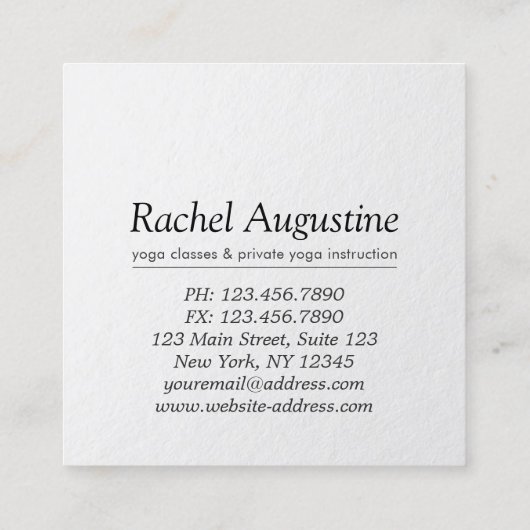YOGA Studio Meditation Instructor Silver Mandala Vierkante Visitekaartje (Achterkant)