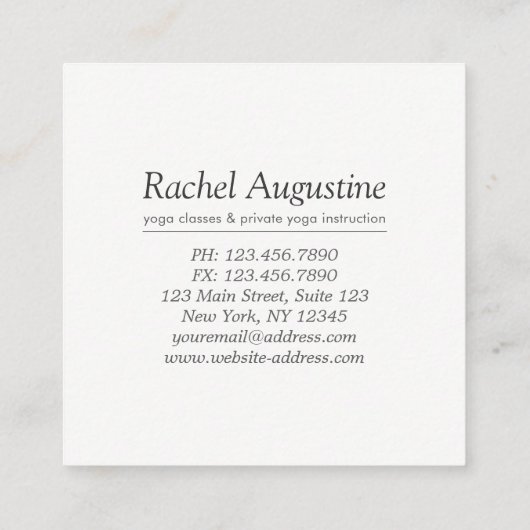 Yoga Studio Meditation Instructor Sukhasana Pose Vierkante Visitekaartje (Achterkant)