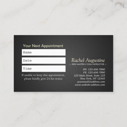 YOGA Studio Meditation Reiki Instructor Gold Lotus Afsprakenkaartje (Achterkant)