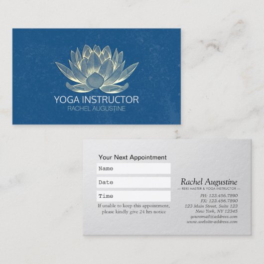 YOGA Studio Meditation Reiki Instructor Gold Lotus Afsprakenkaartje (Voorkant / Achterkant)