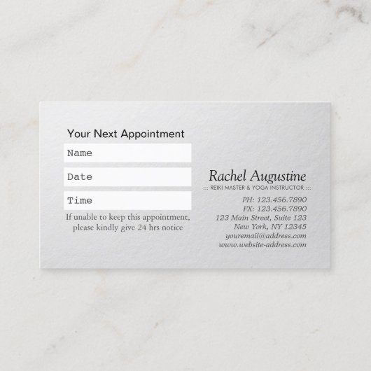 YOGA Studio Meditation Reiki Instructor Gold Lotus Afsprakenkaartje (Achterkant)