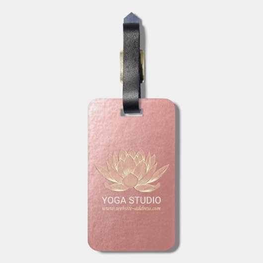 YOGA Studio Meditation Reiki Instructor Gold Lotus Bagagelabel (Achterkant verticaal)