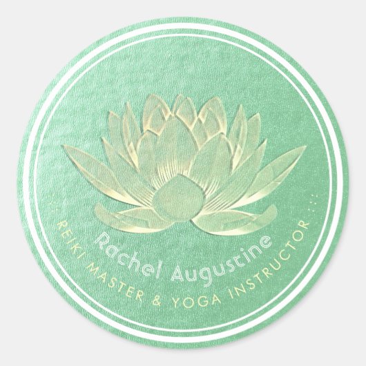 YOGA Studio Meditation Reiki Instructor Gold Lotus Ronde Sticker (Voorkant)