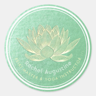 YOGA Studio Meditation Reiki Instructor Gold Lotus Ronde Sticker
