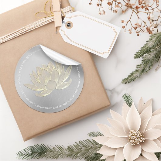 YOGA Studio Meditation Reiki Instructor Gold Lotus Ronde Sticker