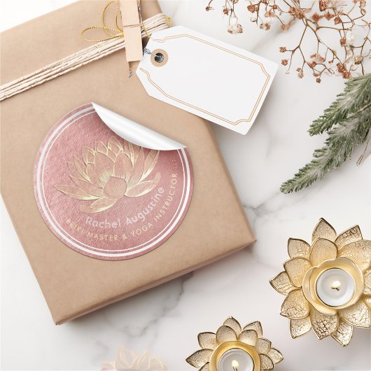 YOGA Studio Meditation Reiki Instructor Gold Lotus Ronde Sticker