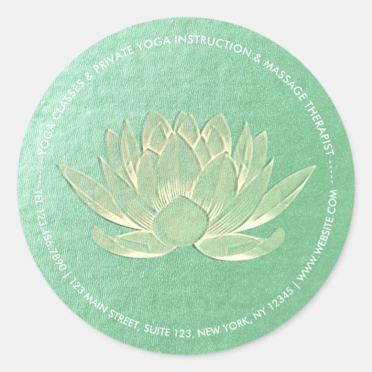 YOGA Studio Meditation Reiki Instructor Gold Lotus Ronde Sticker (Voorkant)