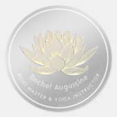 YOGA Studio Meditation Reiki Instructor Gold Lotus Ronde Sticker (Voorkant)