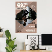 Yoga Studio Neutraal Beige Wellness Gym Promotione Poster (Thuiskantoor)