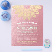 YOGA Studio Open House Gold Foil Mandala Flowers F Flyer (Enkel)