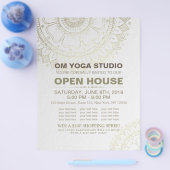YOGA Studio Open House Gold Foil Mandala Flowers Flyer (Enkel)