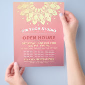 YOGA Studio Open House Gold Foil Mandala Flowers Flyer (Hand)