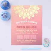 YOGA Studio Open House Gold Foil Mandala Flowers Flyer (Enkel)