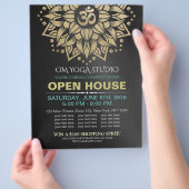 YOGA Studio Open House Gold Mandala Om Symbol Flyer (Hand)