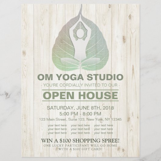 YOGA Studio Open House Meditation Pose Bodhi Leaf Flyer (Voorkant)