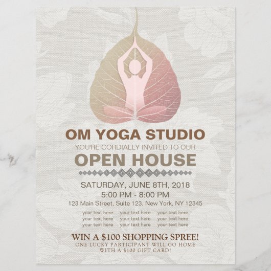 YOGA Studio Open House Meditation Pose Bodhi Leaf Flyer (Voorkant)