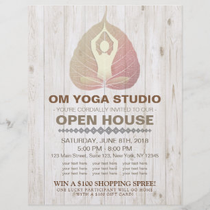 YOGA Studio Open House Meditation Pose Bodhi Leaf Flyer