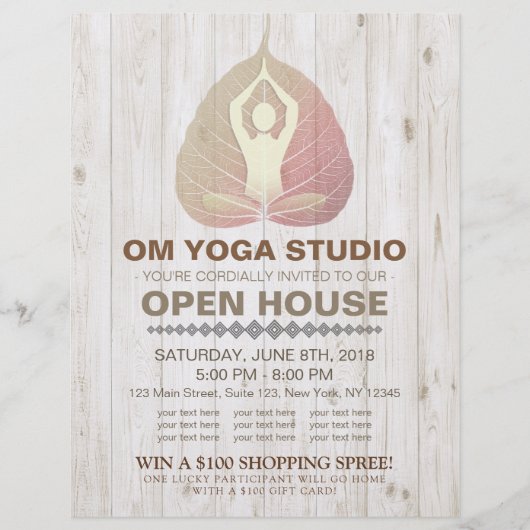 YOGA Studio Open House Meditation Pose Bodhi Leaf Flyer (Voorkant)