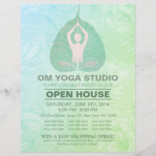 YOGA Studio Open House Meditation Pose Bodhi Leaf Flyer