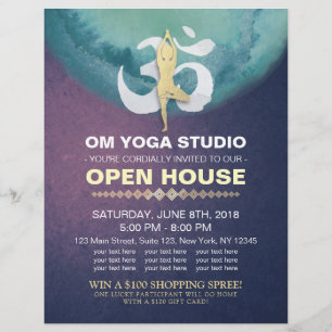 YOGA Studio Open House Meditation Pose & OM-symboo Flyer