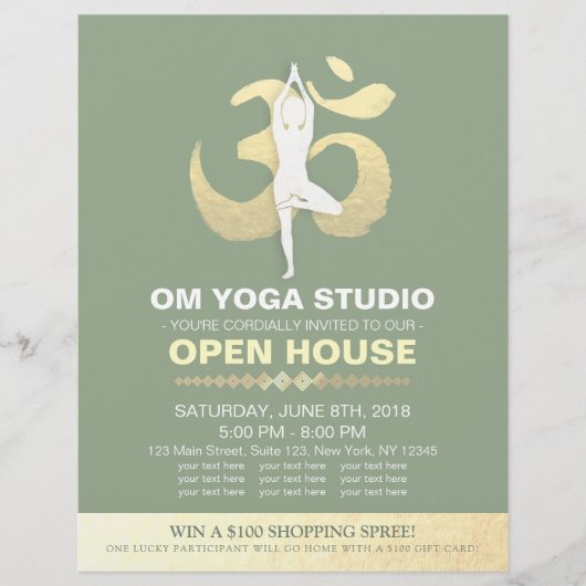 YOGA Studio Open House Meditation Pose & OM-symboo Flyer (Voorkant)