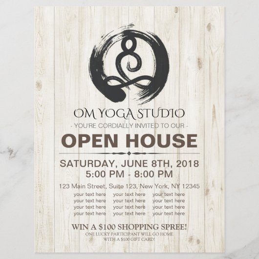 YOGA Studio Open House Meditation Pose Zen Symbol Flyer (Voorkant)