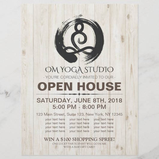 YOGA Studio Open House Meditation Pose Zen Symbol Flyer (Voorkant)