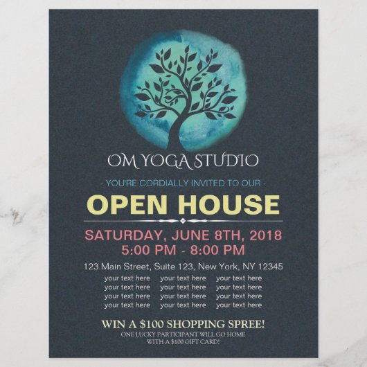 YOGA Studio Open House-Waterverf Flyer (Voorkant)