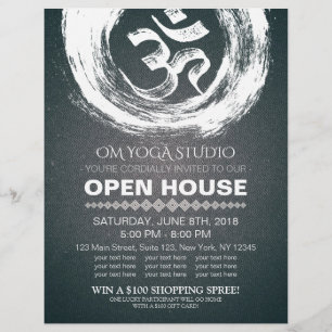 YOGA Studio Open Huis Calligraphy OM & ZEN Symbool Flyer