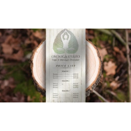 YOGA Studio-prijslijst Meditation Pose Bodhi Leaf Reclamekaart
