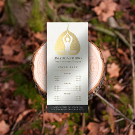 YOGA Studio-prijslijst Meditation Pose Bodhi Leaf Reclamekaart