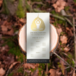 YOGA Studio-prijslijst Meditation Pose Bodhi Leaf Reclamekaart