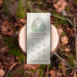 YOGA Studio-prijslijst Meditation Pose Bodhi Leaf Reclamekaart