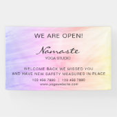 Yoga Studio Roze  heropenen Spandoek (Horizontaal)