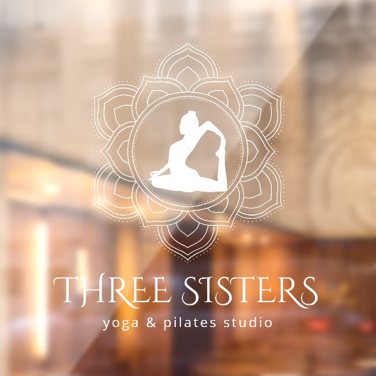 Yoga Studio Simple Mandala Professional White Raamsticker (Vel 2)