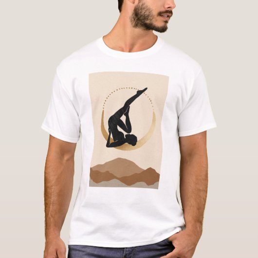 Yoga studio stelt gouden maan moderne abstracte t-shirt (Voorkant)
