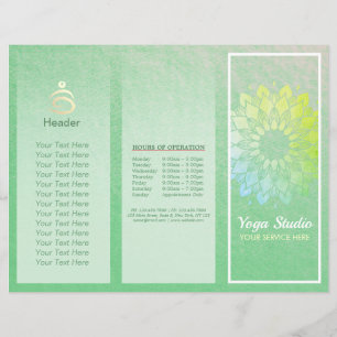 Yoga Studio Tri-Fold Brochure Lotus Floral Mandala