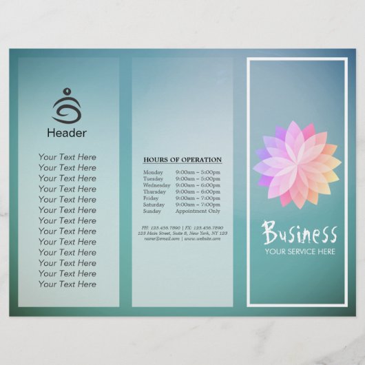 Yoga Studio Tri-Fold Brochure Lotus Floral Mandala (Voorkant)