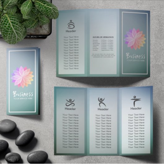 Yoga Studio Tri-Fold Brochure Lotus Floral Mandala