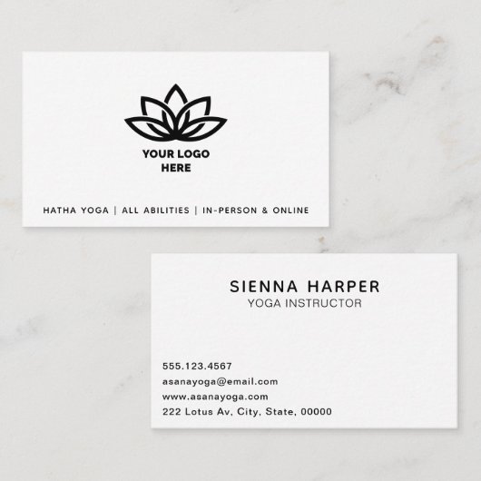 Yoga Studio voegt uw Logo zwarte Visitekaartje toe (Voorkant / Achterkant)
