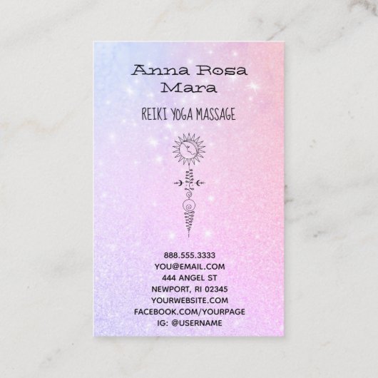 *~* Yoga - Sun Woman Moon Nirvana Reiki Massage Visitekaartje (Achterkant)